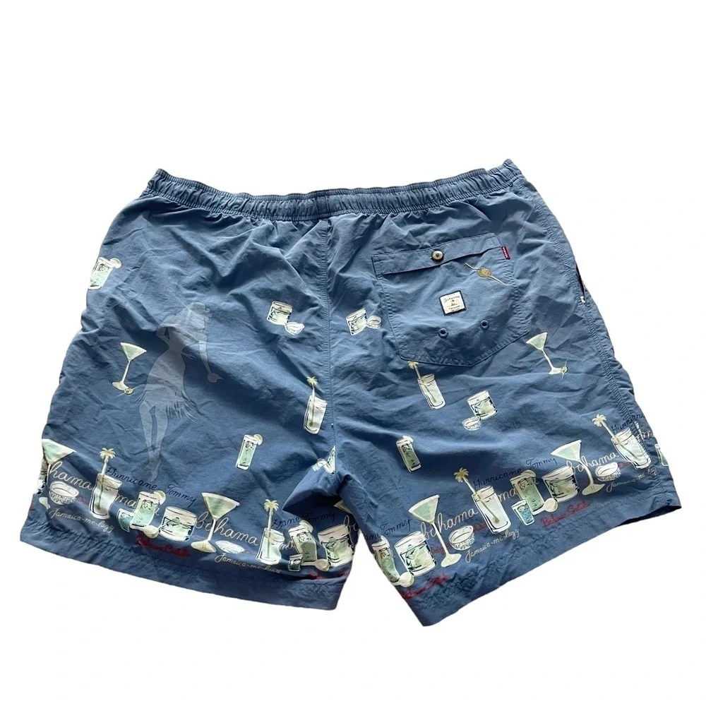 Tommy Bahama Men’s Swim Trunk Shorts Lined Drawstring HulaGirl Cocktails Sz XL